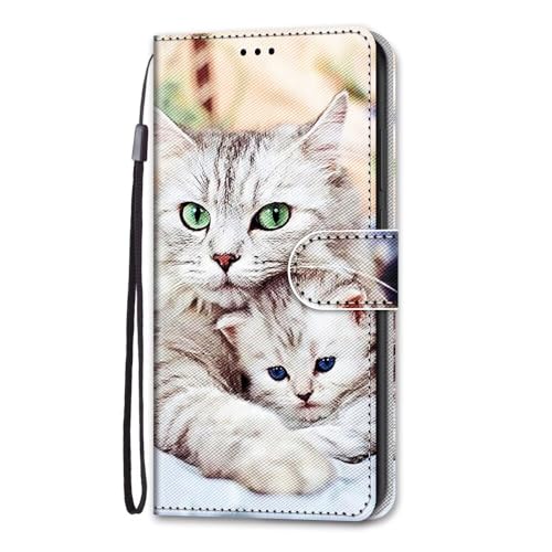Dfjhure Handyhülle für Samsung Galaxy A34 5G Hülle Wallet Leder Handytasche Klapphülle mit [Kartensteckplätzen] [Standfunktion] Hülle Case für Samsung Galaxy A34 5G - Zwei Katzen von Dfjhure