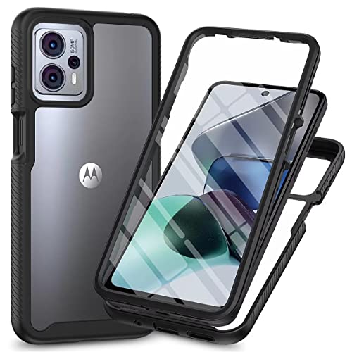 Dfjhure für Motorola Moto E13 Hülle 360 Grad Schutzhülle Stoßfest Panzerhülle Mit Eingebautem Displayschutz Outdoor Full Case Handyhülle für Motorola Moto E13 - Schwarz von Dfjhure