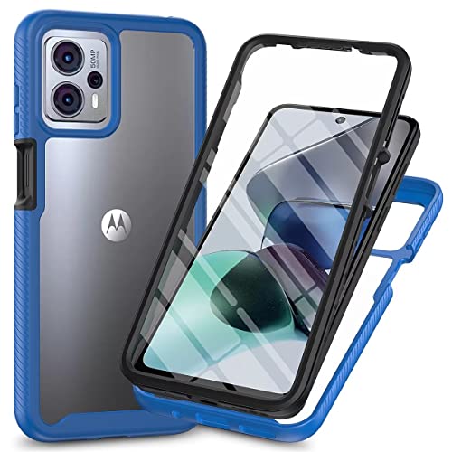 Dfjhure für Motorola Moto G13/G23 Hülle 360 Grad Schutzhülle Stoßfest Panzerhülle Mit Eingebautem Displayschutz Outdoor Full Case Handyhülle für Motorola Moto G13/G23 - Blau von Dfjhure