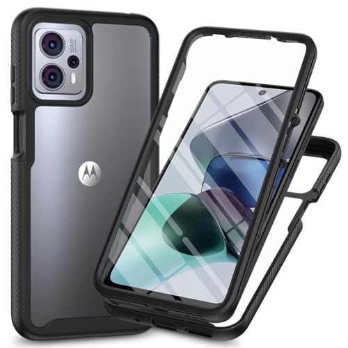 Dfjhure für Motorola Moto G13/G23 Hülle 360 Grad Schutzhülle Stoßfest Panzerhülle Mit Eingebautem Displayschutz Outdoor Full Case Handyhülle für Motorola Moto G13/G23 - Schwarz von Dfjhure