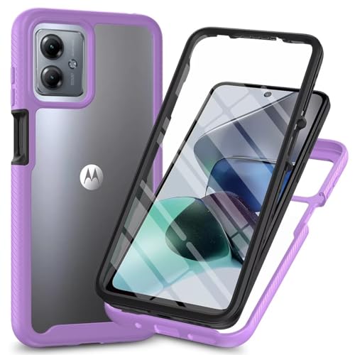 Dfjhure für Motorola Moto G14 Hülle 360 Grad Schutzhülle Stoßfest Panzerhülle Mit Eingebautem Displayschutz Outdoor Full Case Handyhülle für Motorola Moto G14 - Lila von Dfjhure