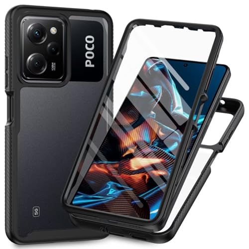 Dfjhure für Xiaomi Redmi Note 12 Pro 5G Hülle 360 Grad Schutzhülle Stoßfest Panzerhülle Mit Eingebautem Displayschutz Outdoor Full Case Handyhülle für Xiaomi Redmi Note 12 Pro 5G - Schwarz von Dfjhure