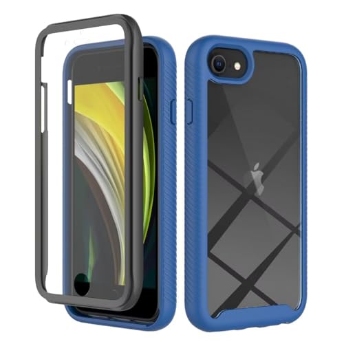 Dfjhure für iPhone SE 2022 / iPhone 8/7 Hülle 360 Grad Schutzhülle Stoßfest Panzerhülle Mit Eingebautem Displayschutz Outdoor Full Case Handyhülle für iPhone SE 2022 / iPhone 8/7 - Blau von Dfjhure