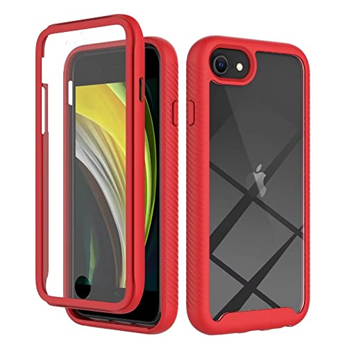 Dfjhure für iPhone SE 2022 / iPhone 8/7 Hülle 360 Grad Schutzhülle Stoßfest Panzerhülle Mit Eingebautem Displayschutz Outdoor Full Case Handyhülle für iPhone SE 2022 / iPhone 8/7 - Rot von Dfjhure