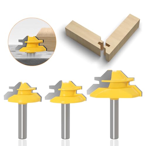 Dfuqanb 3 Stück 45° Lock Miter Router Bit Holzbearbeitung Schneidwerkzeug, 8mm Schaft Verleimfräser Oberfräser, 45 Grad Verleimfräser Gehrung Fräse Set 8mm Schaft, für Graviermaschine Trimmmaschine Dfuqanb 3 Stück 45° Lock Miter Router Bit Holzbearbeitung Schneidwerkzeug, 8mm Schaft Verleimfräser Oberfräser, 45 Grad Verleimfräser Gehrung Fräse Set 8mm Schaft, für Graviermaschine Trimmmaschine von Dfuqanb