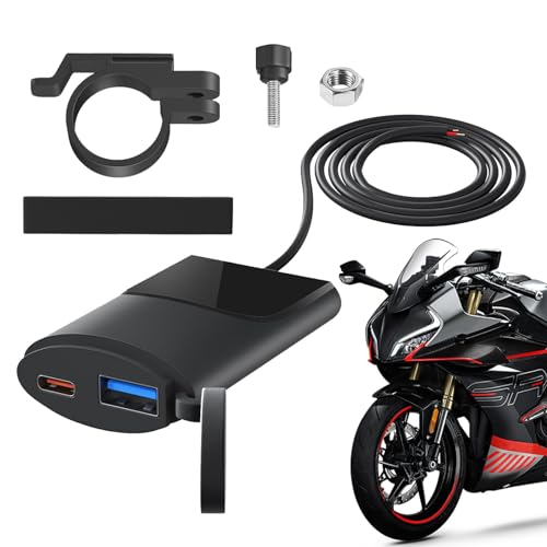 Dgayaeic Motorrad USB -Ladegerät, Motorrad USB -Anschluss | QC 3.0 Motorradladegerät wasserdichte PD -USB -Adapter,Ultra-Narrow Quick Adapter Double Lading Port für Outdoor von Dgayaeic