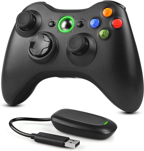 Dhaose 2,4GHz Wireless Controller für Xbox 360 PC, Verbessertes Ergonomisches Design Dual-Vibration Gamepad Joystick mit Empfänger für Xbox 360/PC Windows 7/8/10 von Dhaose