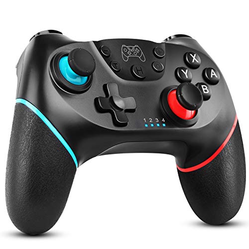 Dhaose controller for Switch, Bluetooth wireless pro controller for Switch/Switch Lite, with adjustable turbo function/dual shock/6-Axis Gyro (Nero) von Dhaose
