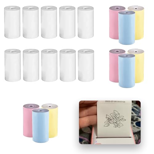 DiBaiHuiHomer Mini Drucker Papier Thermal Paper Thermopapier Selbstklebend Kinderkamera Thermopapier Thermodruckerpapier für Kinder Sofortbildkameras und Kleine Fotodrucker (57 x 25mm) von DiBaiHuiHomer