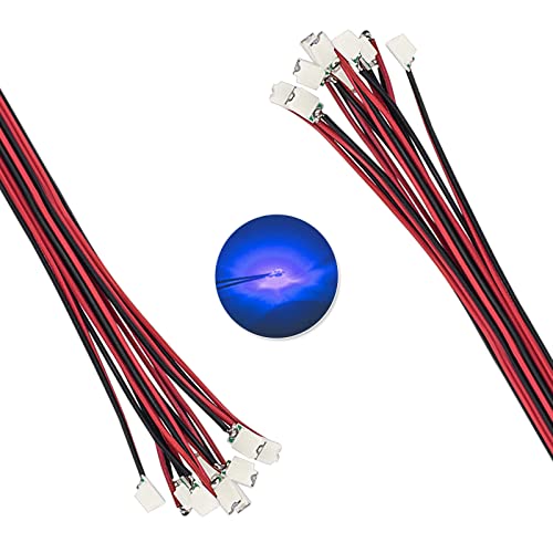 DiCUNO 20 Stk. Mikro LED Dioden für DIY, Modellbau, Modelllayout, Dekor, 0805 SMD gelötete Mini LED Leuchtdiode 20mA mit 16CM länge Mikrolitzenleitungen, blau von DiCUNO