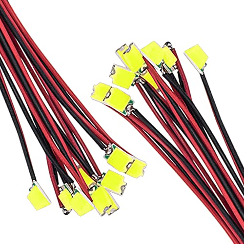 DiCUNO 20 Stk. gelötete Mini LED Leuchtdiode 0805, vorverdrahtet SMD Mikro LED Dioden 16CM, für DIY, Modellbau, Modelllayout, Dekor, Farbe: Weiß von DiCUNO