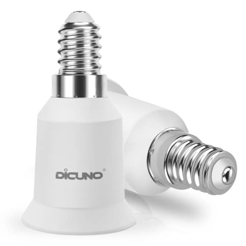 DiCUNO E14 auf E27 Adapter Konverter, kleine Edison Schraube zu Schraubgewinde E27, E14 bis E27 Fassung, Hochtemperaturbeständige Lampensockel für LED Lampen, Glühlampen und CFL-Lampen, 2er Set von DiCUNO