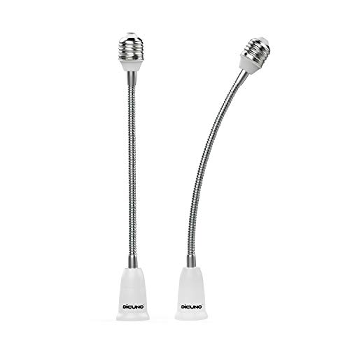 DiCUNO E27 Lampenverlängerung 27.5cm, Schwanenhals Sockel Adapter & Konverter, Flexibel verstellbar, Renovierfassung E27 LED Lampe, Glühbirne, Halogen, Lampenzubehöre, 200W, 250V, 2A, 2er Pack von DiCUNO
