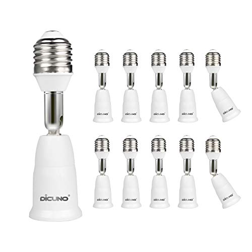 DiCUNO E27 Lampenverlängerung 9.5cm, Sockel Adapter & Konverter, Renovierfassung, Für LED Lampe, Glühbirne, Halogen, 180° biegbar, 360° drehbar, Lampenzubehör, 10er Pack DiCUNO E27 Lampenverlängerung 9.5cm, Sockel Adapter & Konverter, Renovierfassung, Für LED Lampe, Glühbirne, Halogen, 180° biegbar, 360° drehbar, Lampenzubehör, 10er Pack von DiCUNO