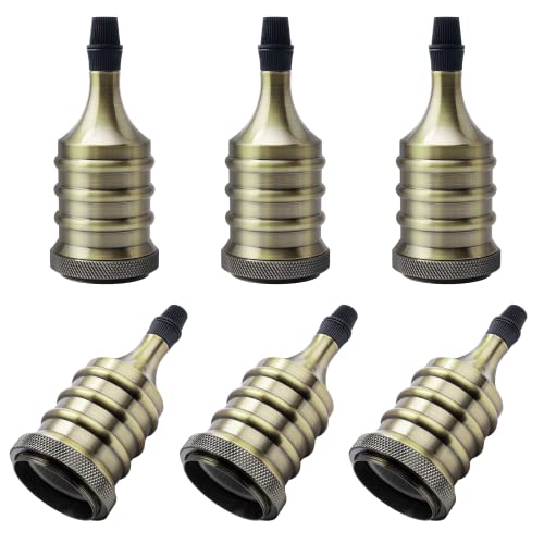 DiCUNO Vintage Lampenfassung E27, Retro Lampenhalter aus Aluminium&Keramik, Edison-Gewinde für Lampe/Birnen, DIY nostalgische Deckenleuchte, Tischleuchte, Gewindemantel, Champagner Gold, 6er Set DiCUNO Vintage Lampenfassung E27, Retro Lampenhalter aus Aluminium&Keramik, Edison-Gewinde für Lampe/Birnen, DIY nostalgische Deckenleuchte, Tischleuchte, Gewindemantel, Champagner Gold, 6er Set von DiCUNO