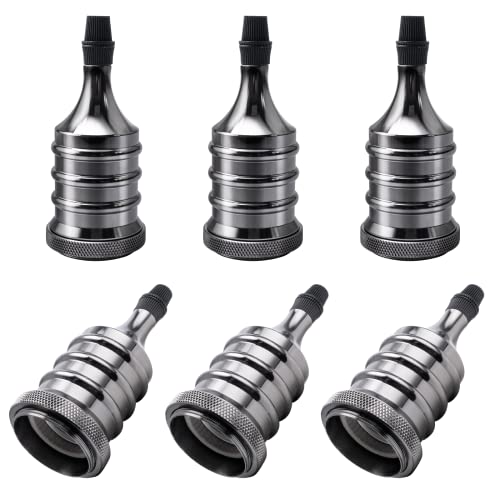 DiCUNO Vintage Lampenfassung E27, Retro Lampenhalter aus Aluminium&Keramik, Edison-Gewinde für Lampe/Birnen, DIY nostalgische Deckenleuchte, Tischleuchte, Gewindemantel, Schwarze Perle, 6er Set DiCUNO Vintage Lampenfassung E27, Retro Lampenhalter aus Aluminium&Keramik, Edison-Gewinde für Lampe/Birnen, DIY nostalgische Deckenleuchte, Tischleuchte, Gewindemantel, Schwarze Perle, 6er Set von DiCUNO