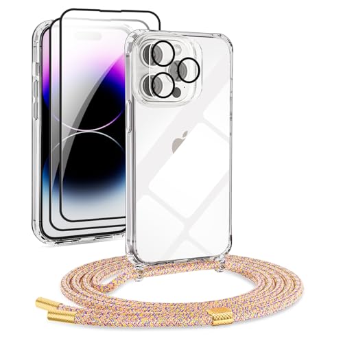 DiDaDi 5 in 1 Set 1*Handykette für iPhone 15 Pro Max Hülle mit Band + 1*Transparent Schutzhülle+2*Schutzfolie+1*kameraschutz Glas, Abnehmbar Necklace Handyhülle zum Umhängen Kordel Case (Rainbow) DiDaDi 5 in 1 Set 1*Handykette für iPhone 15 Pro Max Hülle mit Band + 1*Transparent Schutzhülle+2*Schutzfolie+1*kameraschutz Glas, Abnehmbar Necklace Handyhülle zum Umhängen Kordel Case (Rainbow) von DiDaDi