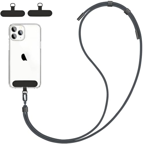 DiDaDi Handykette Universal zum Umhängen,Handyband Geeignet für alle Smartphones,Handyschnur Schlüsselband mit 2 Pad Kompatibel mit Alle Smartphone Lanyard (Dunkelgrau) von DiDaDi