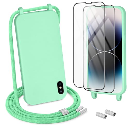 DiDaDi Handykette kompatibel mit iPhone X/Xs Hülle,Necklace Hülle mit Band Handyhülle für zum Umhängen Silikon Case mit Schnur Schutzfolie in Helles Grün DiDaDi Handykette kompatibel mit iPhone X/Xs Hülle,Necklace Hülle mit Band Handyhülle für zum Umhängen Silikon Case mit Schnur Schutzfolie in Helles Grün von DiDaDi