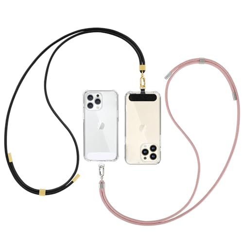 DiDaDi Universale Handykette 2 Stück, kompatibel mit meisten Smartphones Necklace- Kette zum umhängen in Rosa-Gold/Schwarz von DiDaDi