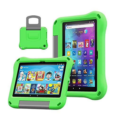 DiHines Kinder-Schutzhülle für 20,3 cm (8 Zoll), nicht passend für Lenovo-Samsung 8-Zoll-Tablets – kinderfreundliche, leichte, stoßfeste Schutzhülle mit Griffständer, Grün von DiHines