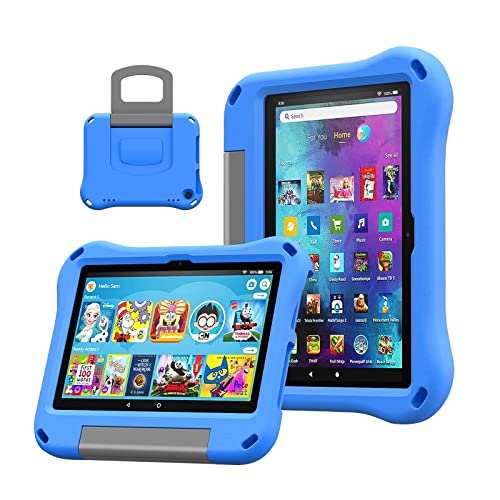 DiHines Tablet-Schutzhülle für Kinder (12/14. Generation, Version 2022/2024), leicht, stoßfest, nicht kompatibel mit iPad Samsung, mit Ständer, kindersicherer Griff, Blau von DiHines