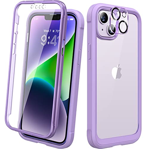 Diaclara Entworfen für iPhone 14 Hülle,vollumschließende Hülle mit integriertem berührungsempfindlichen kratzerabweisendem Displayschutz,Fullbody Handyhülle+Kamera-Schutzfolie (Lila) von Diaclara