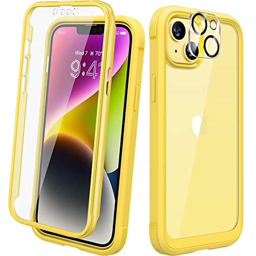 Diaclara Entworfen für iPhone 14 Hülle,vollumschließende Hülle mit integriertem berührungsempfindlichen kratzerabweisendem Displayschutz,Stoßfeste Fullbody Handyhülle (Zitronengelb) von Diaclara