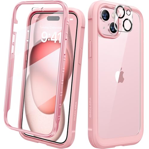 Diaclara 360 Grad für iPhone 15 Plus Hülle mit Eingebaut Schutzfolie und Kameraschutz, Stoßfeste Fullbody Handyhülle (6,7 Zoll),Rosa Diaclara 360 Grad für iPhone 15 Plus Hülle mit Eingebaut Schutzfolie und Kameraschutz, Stoßfeste Fullbody Handyhülle (6,7 Zoll),Rosa von Diaclara