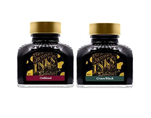 Diamine Füllfederhaltertinte 80ml - 2 x Flaschen - Oxblood & Green Black von Diamine