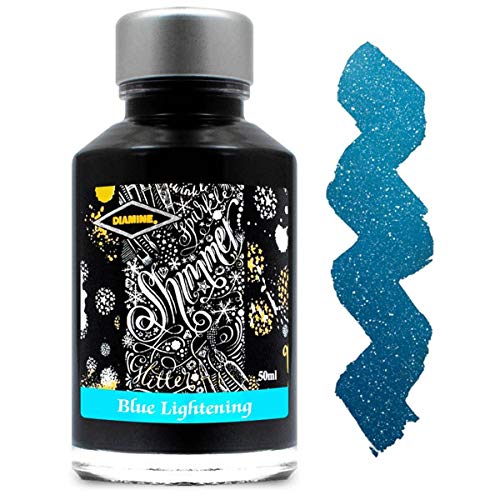 Diamine Shimmer Ink,Blue Lightning,Tinte,Schreibtinte im Tintenglas,50 ml von Diamine