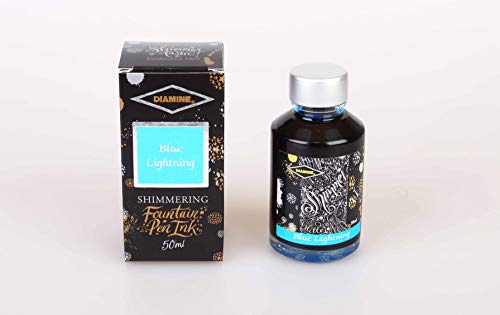 Diamine Shimmer Ink,Blue Lightning,Tinte,Schreibtinte im Tintenglas,50 ml von Diamine