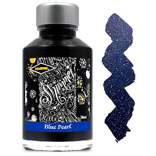 Diamine Shimmer Ink,Blue Pearl,Tinte,Schreibtinte im Tintenglas,50 ml von Diamine