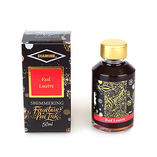 Diamine Shimmer Ink,Red Lustre,Tinte,Schreibtinte im Tintenglas,50 ml von Diamine
