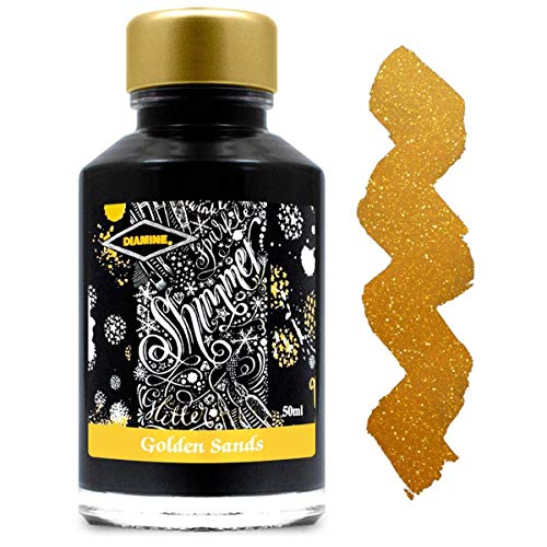Diamine Shimmer Shimmertastic Ink,Golden Sands,Tinte,Schreibtinte im Tintenglas,50 ml von Diamine