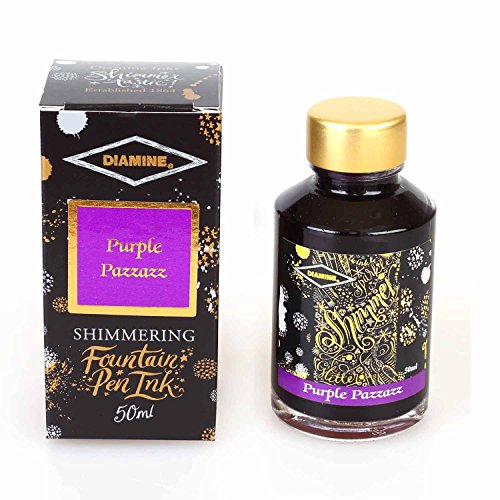 Diamine Shimmer Shimmertastic Ink,Purple Pazzazz,Tinte,Schreibtinte im Tintenglas,50 ml von Diamine
