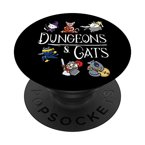 Dungeons and Cats Funny Dragon Cat Kitten Lover Kitty Gift - PopSockets Ausziehbarer Sockel und Griff für Smartphones und Tablets von Diamond Deals LLC