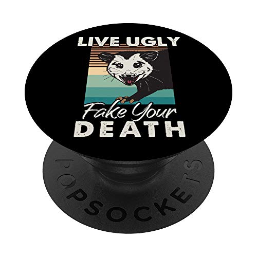 Live Ugly Fake Your Death - Vintage Opossum Funny - PopSockets Ausziehbarer Sockel und Griff für Smartphones und Tablets von Diamond Deals LLC