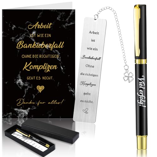 Dianelhall Inspirierendes Geschenk Set Lesezeichen mit Gravur und Vierblättrigem Kleeblatt Anhänger Kugelschreiber aus Metall Motivierende Karte Geschenkbox für Kollegen Abschied Krankenschwester von Dianelhall