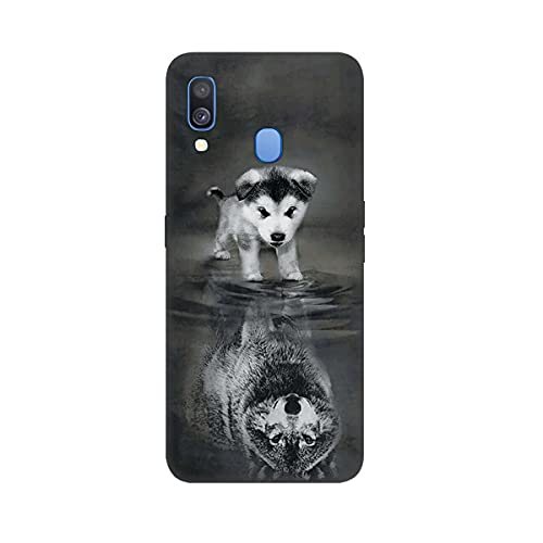 DiaryTown Case Kompatibel mit Samsung Galaxy A40 2019 Hülle, Ultra Dünn Silikon Schwarz Hüllen mit Tier Muster Motiv Stoßfest Handyhülle Samsung A40 2019 Schutzhülle für Mädchen Junge, Wolf A Hund von DiaryTown