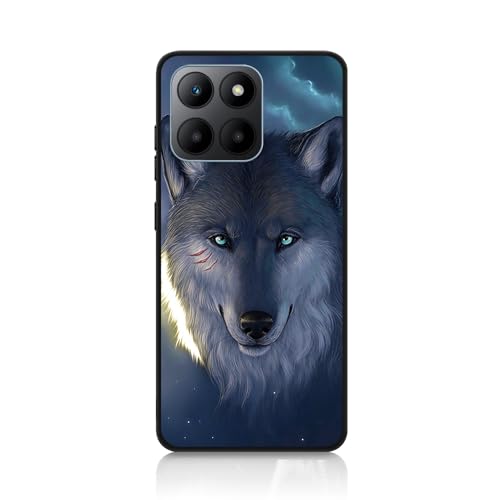 DiaryTown Hülle Kompatibel mit Honor X8 5G / Honor X6 4G Hülle Silikon mit Tier Muster Motiv Handyhülle Schwarz Case Cover Kratzfest Stoßfeste Kameraschutz Schutzhülle für Honor 70 Lite - Weißer Wolf von DiaryTown