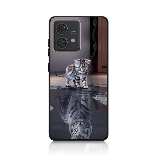 DiaryTown Hülle Kompatibel mit Motorola Edge 40 Neo Hülle Silikon mit Muster Motiv Handyhülle Ultra Dünn Schwarz Case Cover Kratzfest Stoßfeste Kameraschutz Schutzhülle für Edge 40 Neo - Katze/Tiger von DiaryTown