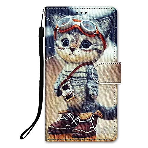 DiaryTown Hülle Kompatibel mit Samsung Galaxy S21 5G Leder Handyhülle mit Silikon Case Stoßfeste Hülle PU Leder Flip Handytasche mit Kartenfach Schutzhülle Ledertasche Wallet Case, Katze A von DiaryTown