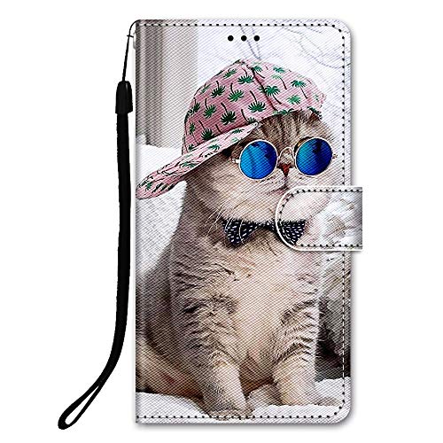 DiaryTown Hülle Kompatibel mit iPhone 11 Leder Handyhülle mit Silikon Case Stoßfeste Hülle PU Leder Flip Handytasche mit Kartenfach Schutzhülle Ledertasche Wallet Case, Katze C von DiaryTown