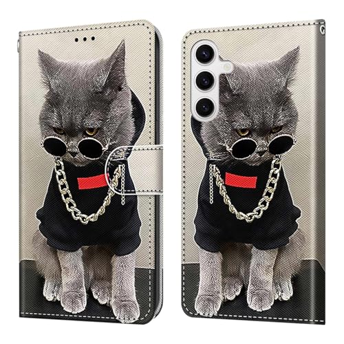 DiaryTown Hülle für Samsung Galaxy A05s 4G Handyhülle Lederhülle Kartenfach Ständer Magnet Klapphülle 360 Stoßfest Schutzhülle Flip Case Cover Brieftasche Galaxy A05S 4G Handytasche - Coole Katze von DiaryTown