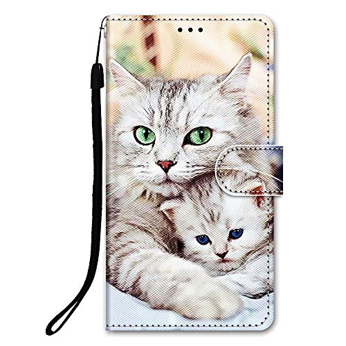 DiaryTown Hülle für Xiaomi Redmi Note 12 Pro Plus 5G PU Leder Handyhülle Muster Lederhülle Kartenfach Magnet Klapphülle Stoßfest Schutzhülle Silikon Case Cover Flip Brieftasche Handytasche, Süße Katze von DiaryTown