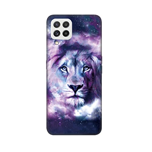 DiaryTown für Samsung Galaxy A22 4G Hülle Liquid Silikon Stoßfest Schwarz Cover mit Tier Muster Handyhülle Galaxy M32 4G Schutzhülle Ultra Dünn Weich TPU Anti Scratch Motiv Case - Sternen Löwe von DiaryTown