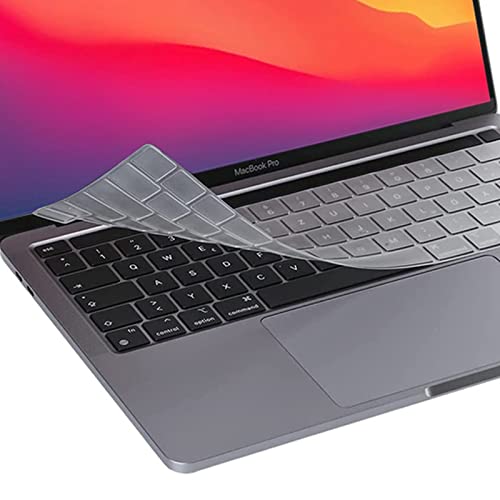 Amazon Marke Diaryan Ultra Dünn Tastaturschutz Kompatibel für 2022 Neu M2/M1 MacBook Pro13 Zoll A2338 A2289 A2251 A2258 /2019 MacBook Pro16 Zoll A2141 mit Touch Bar Touch ID QWERTZ EU-Layout,TPU Klar von Diaryan