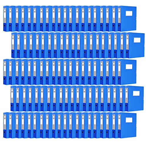 Diaryan Sammelboxen mit Klettverschluss 75mm Breit aus Extra Starkem Kunststoff Heftbox (100 Stück) Schulranzen Ordner mit Beschreibbare Namensfeld für DIN A4 Archivbox Zeichenbox Dokumentenbox-Blau von Diaryan