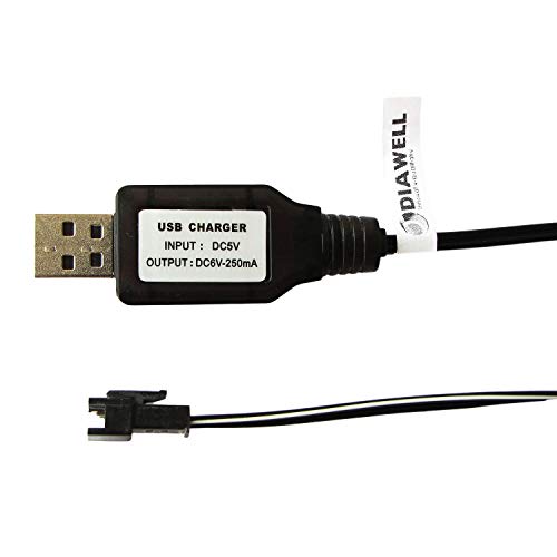 Diawell USB Ladekabel Ladegerät für Akku NiCd NiMh 6V 250 mA mit SM Stecker von Diawell